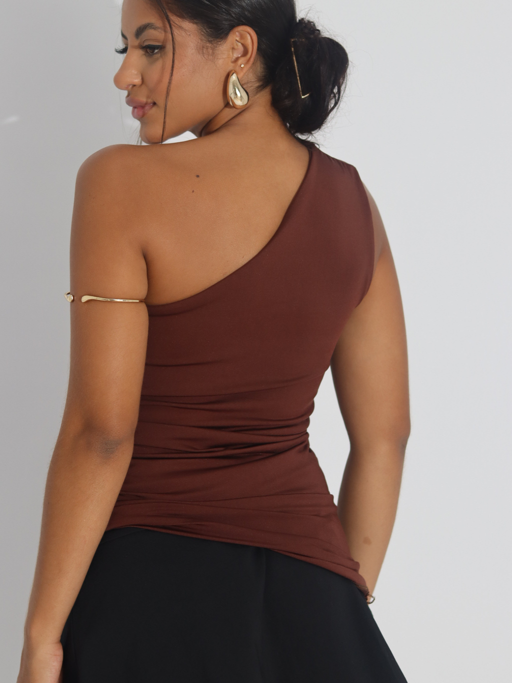 Blusa Alça Única Franzida Assimétrica