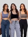 Kit 3 Top Canelado Alcinha Feminino