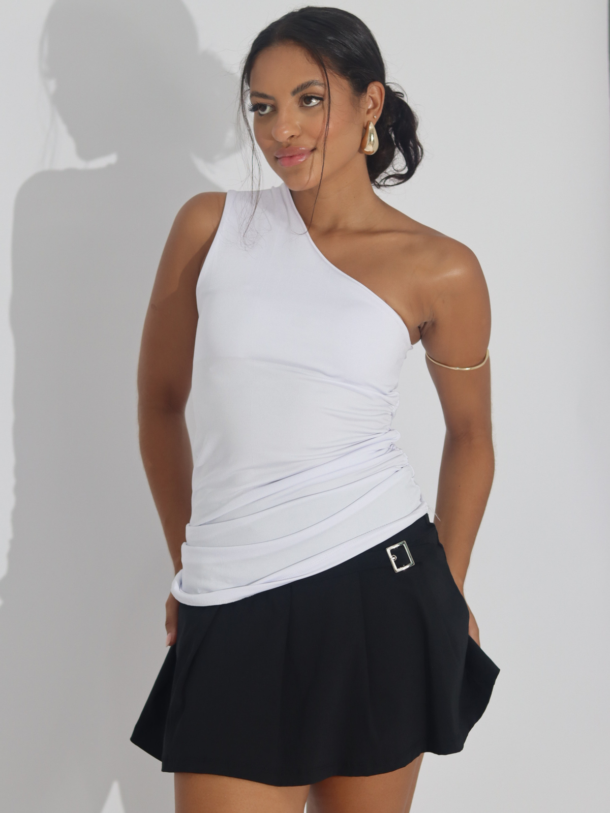 Blusa Alça Única Franzida Assimétrica