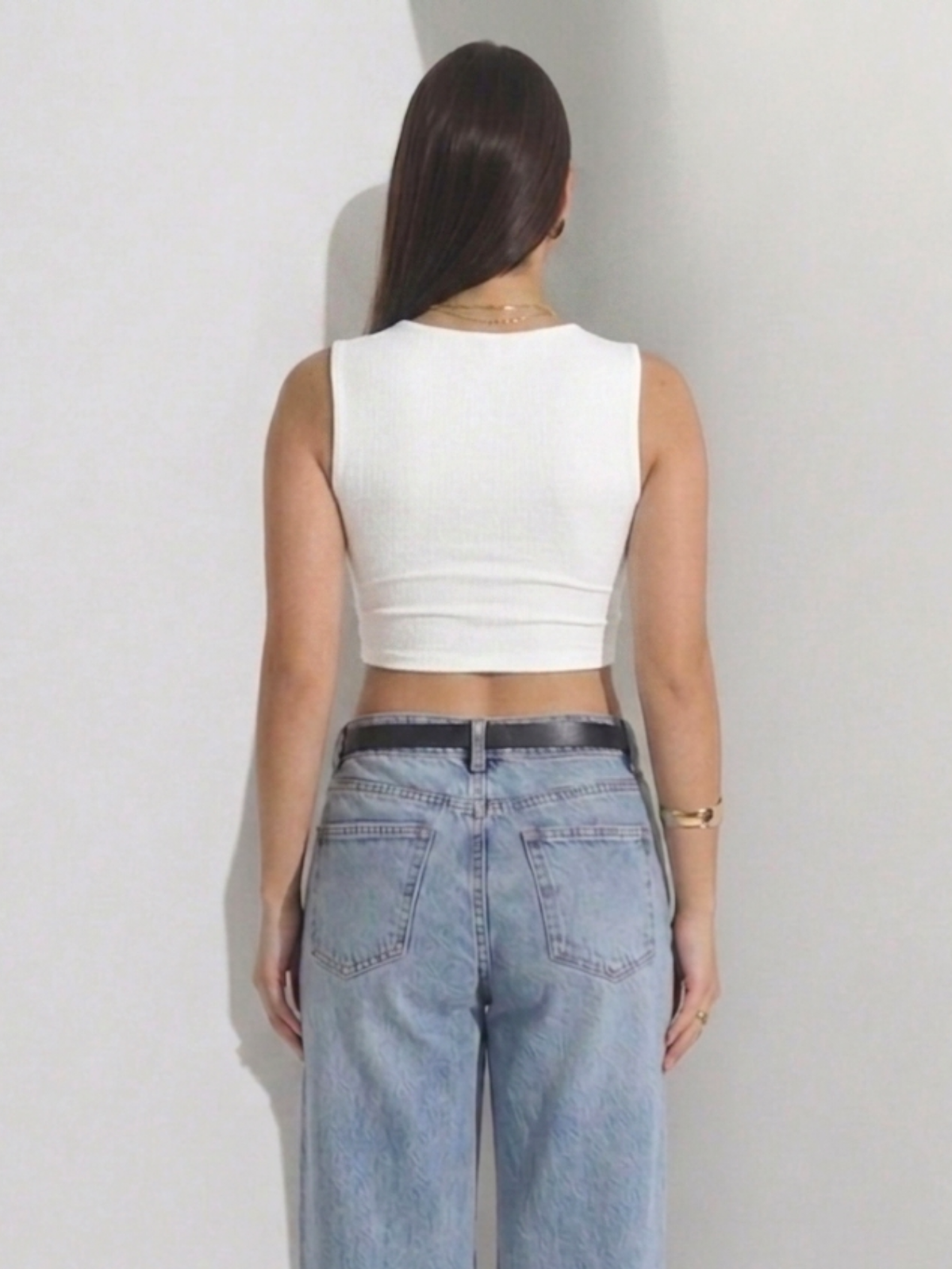 Top Cropped Decote Quadrado Em Poliamida