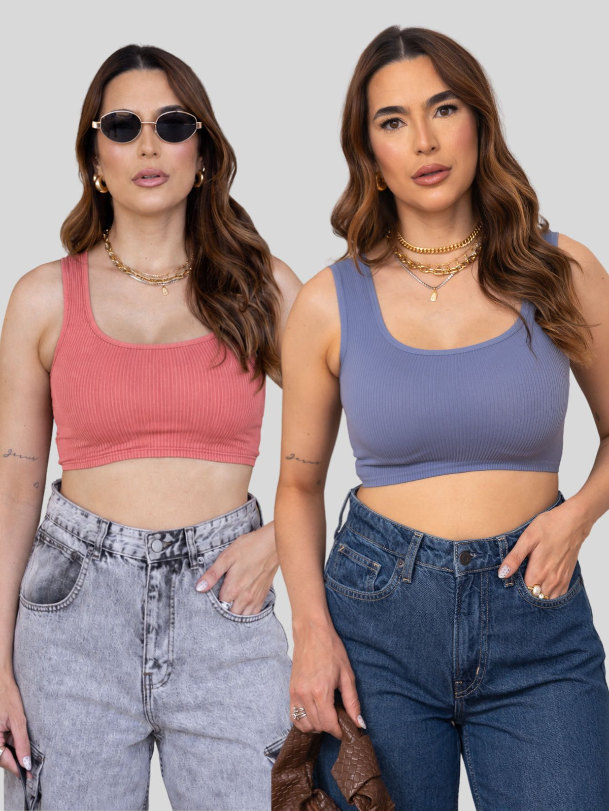 Kit 2 Top Canelado Alcinha Feminino