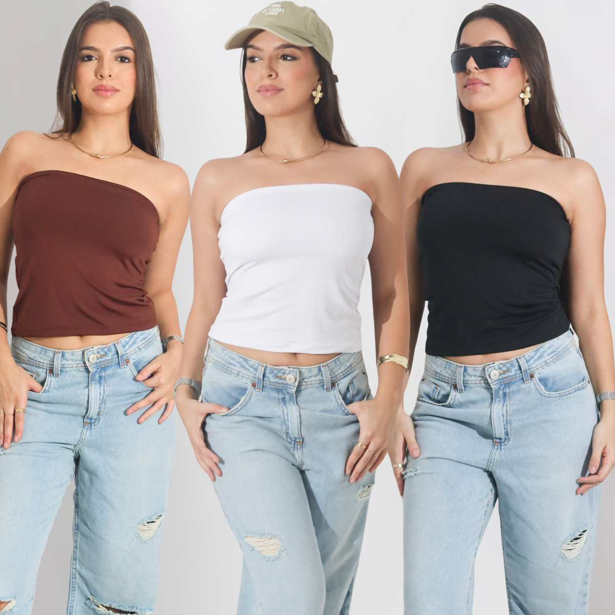 Kit 3 Cropped feminino Tube top