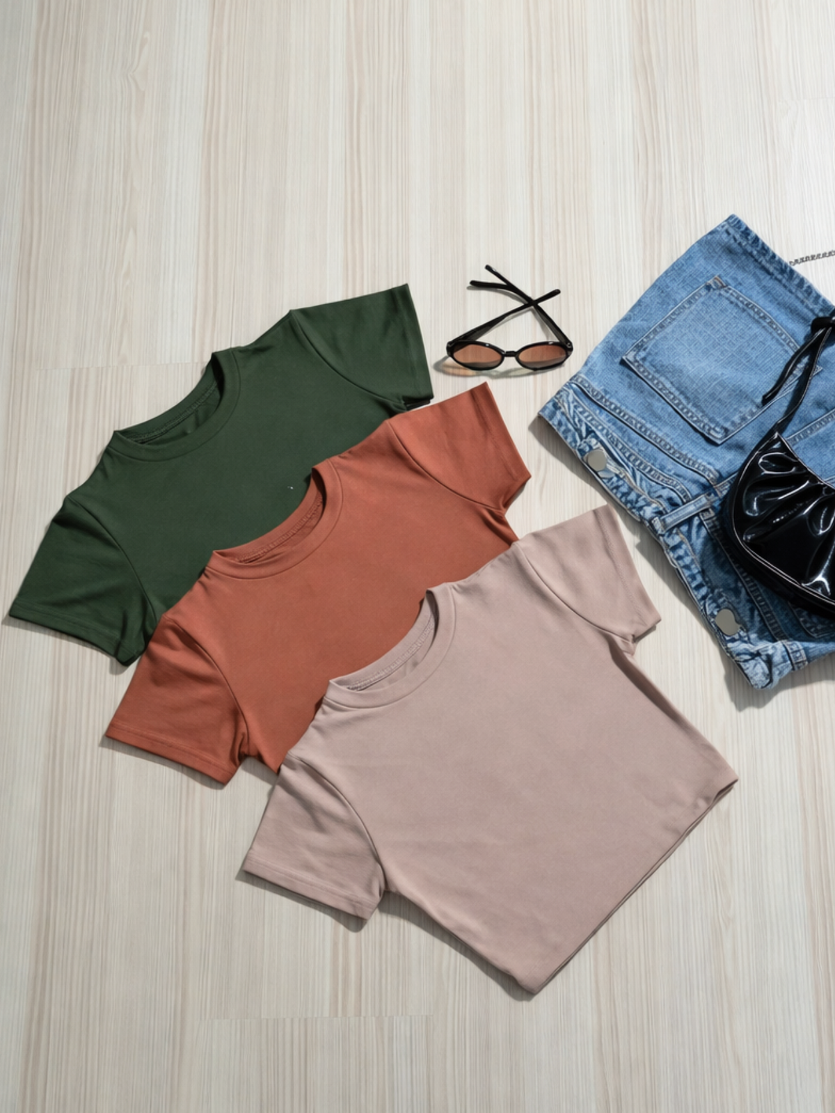 Kit 3 Blusa Curta Feminina