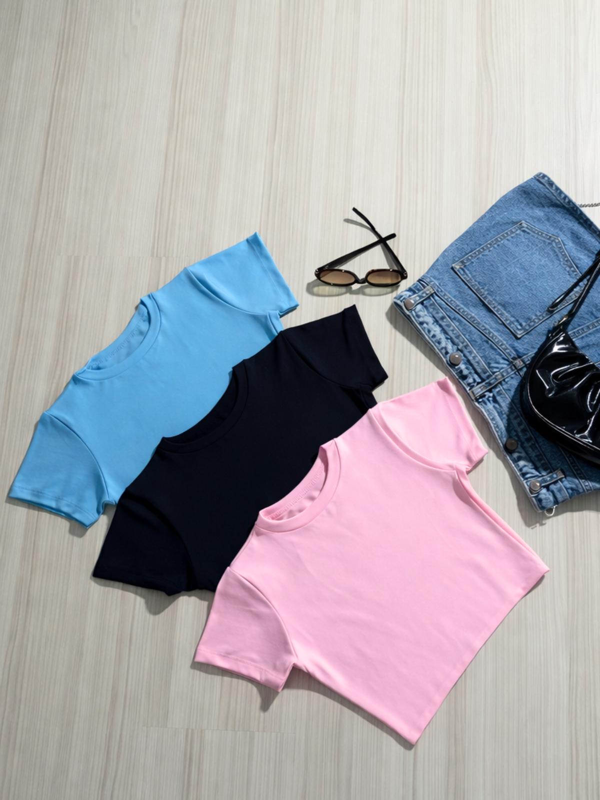 Kit 3 Blusa Curta Feminina