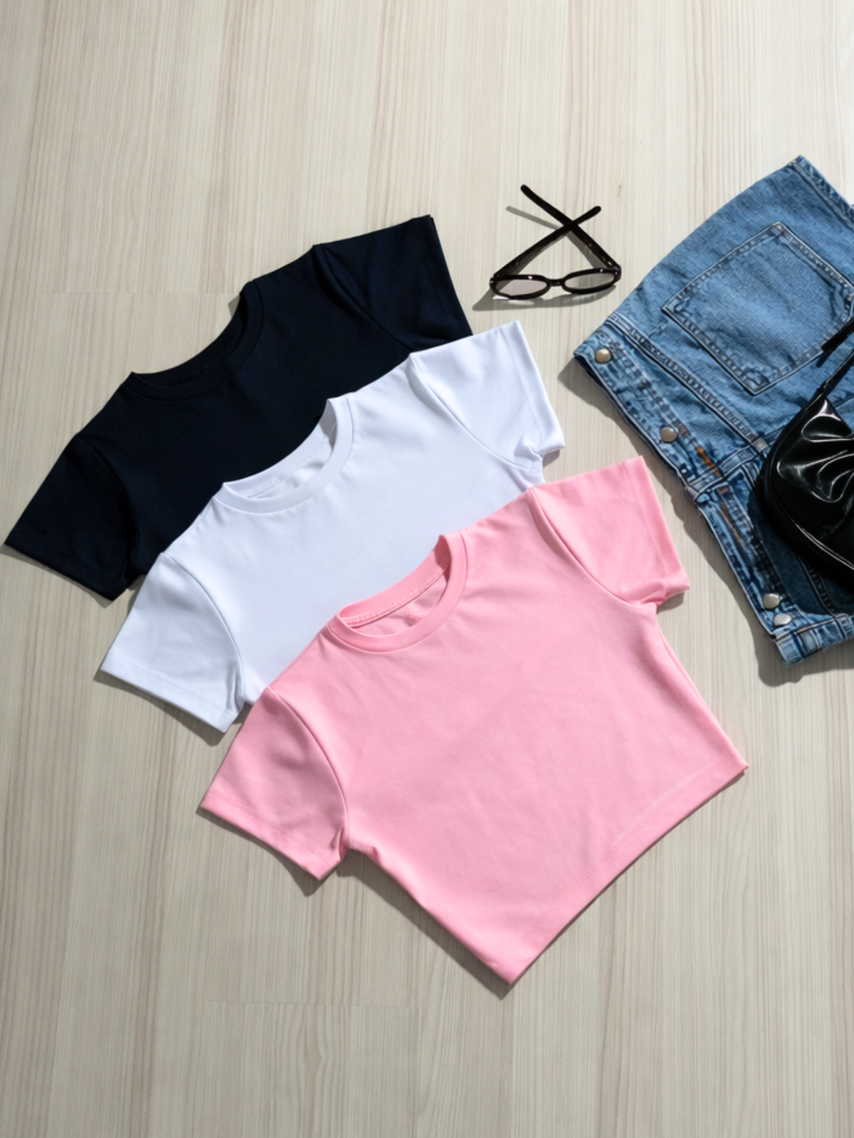 Kit 3 Blusa Curta Feminina