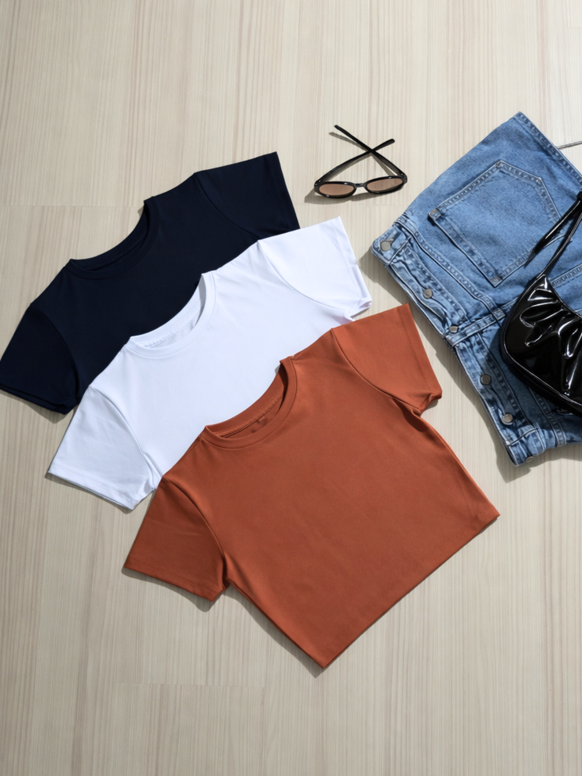 Kit 3 Blusa Curta Feminina