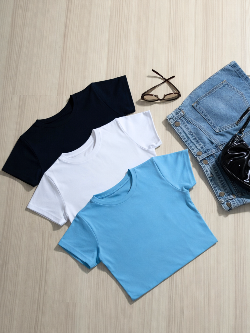 Kit 3 Blusa Curta Feminina