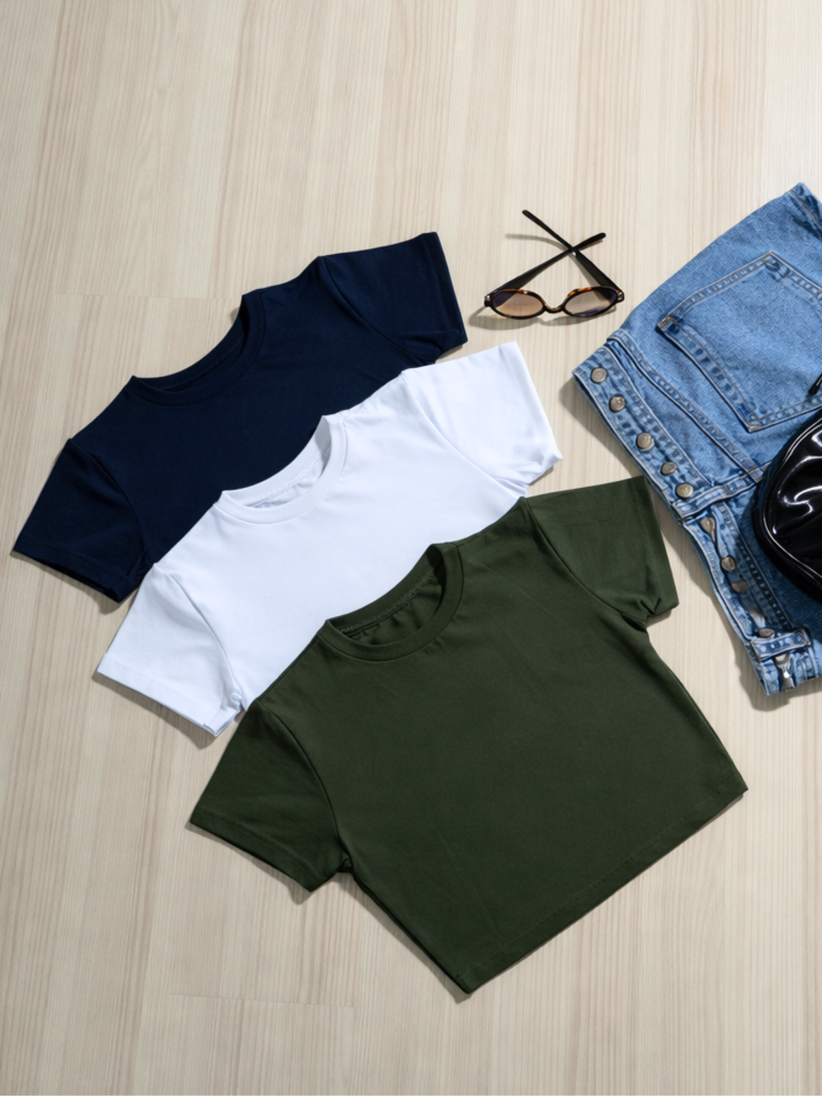 Kit 3 Blusa Curta Feminina